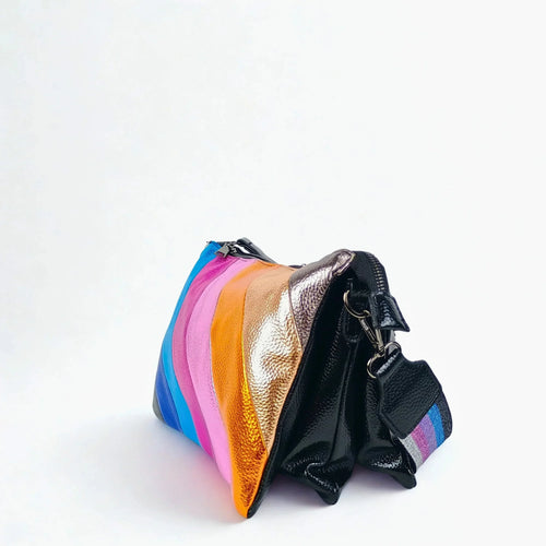 Rainbow Crossbody Bag with Metallic Stripe - Stile Donna Bags