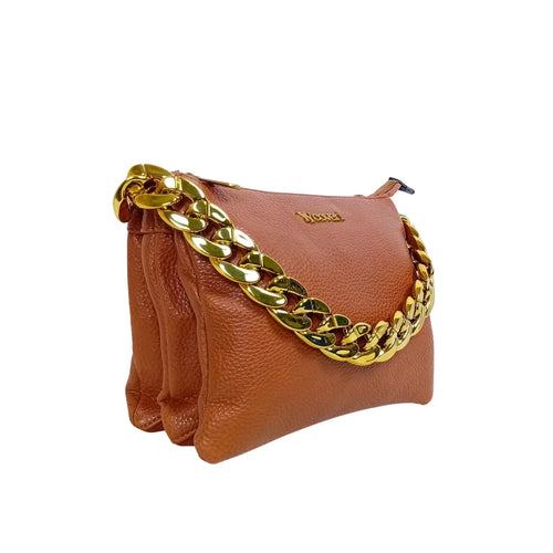 Shoulder bag with a large gold-tone chain handle MS-7819 - Stile Donna Bags