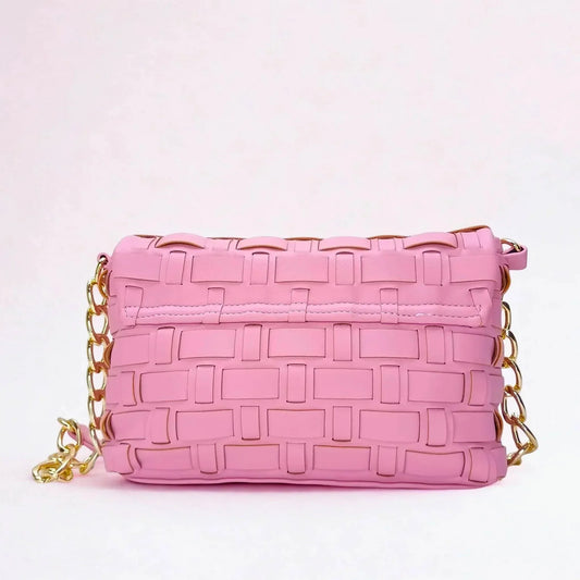 Silver Woven Bag with Chain Strap - MS-2087 - Stile Donna Bags