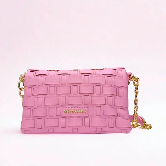 Silver Woven Bag with Chain Strap - MS-2087 - Stile Donna Bags