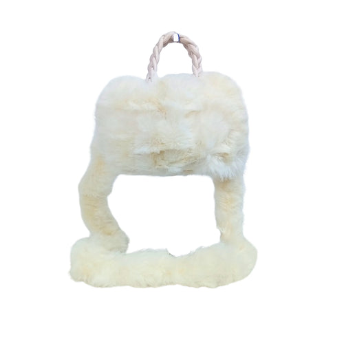 Soft fuzzy faux-fur handbag MS-0560 - Beige - Handbag