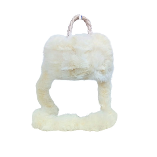 Soft fuzzy faux-fur handbag MS-0560 - Beige - Handbag