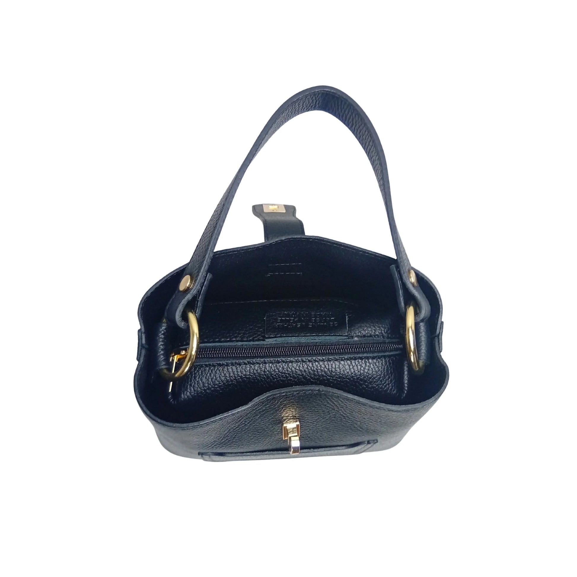 Structured top-handle bag with gold-tone hardware MS-2501 - Black - Handbag