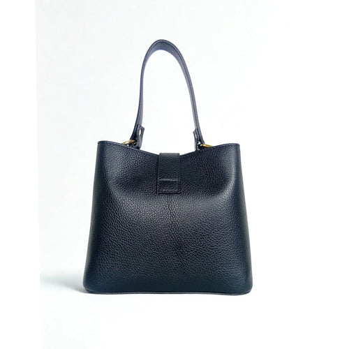 Structured top-handle bag with gold-tone hardware MS-2501 - Black - Handbag