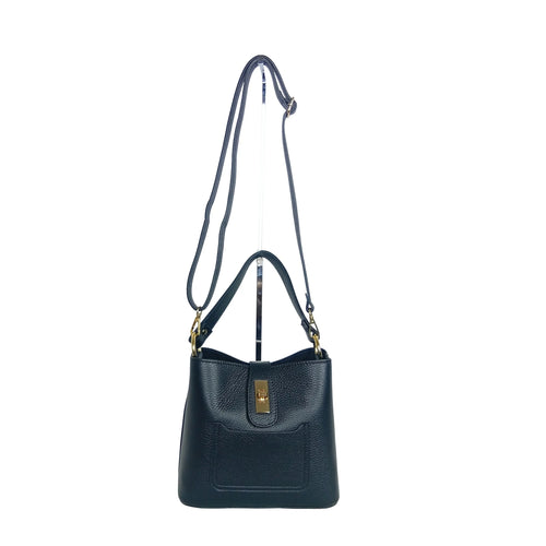 Structured top-handle bag with gold-tone hardware MS-2501 - Black - Handbag