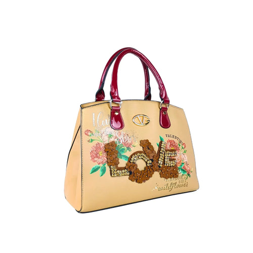 Tote Bag with Floral Embroidery and Sequin LOVE Design - Stile Donna Bags