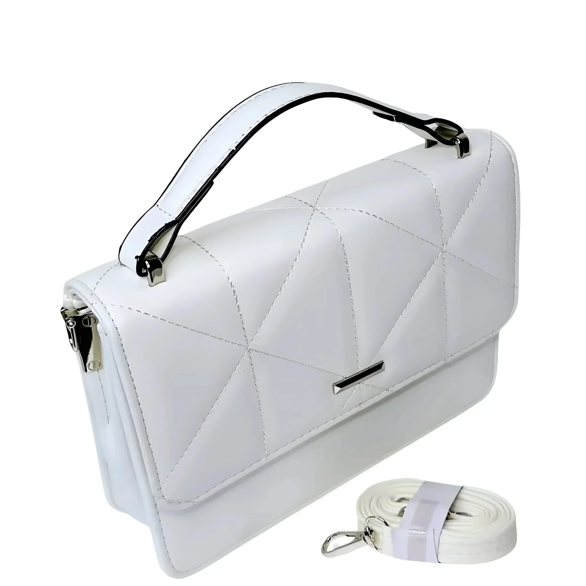 White Leather Handbag for Women - MS-8904 - Stile Donna Bags