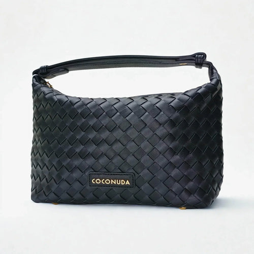 Woven Leather Handbag with Handle - MS-4957 - Stile Donna Bags