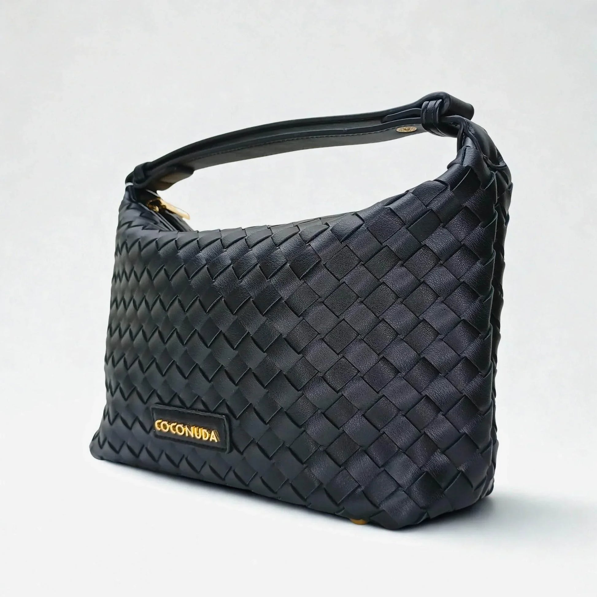Woven Leather Handbag with Handle - MS-4957 - Stile Donna Bags